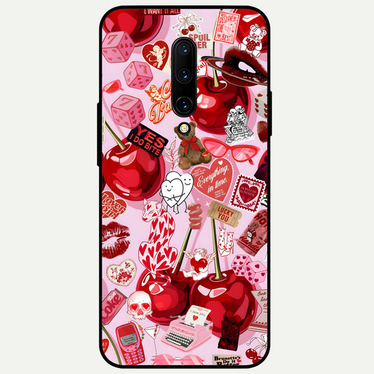  Sweet Cherry Chaos Glass Case For OnePlus 7 Pro back cover – full design glossy printed glass finish