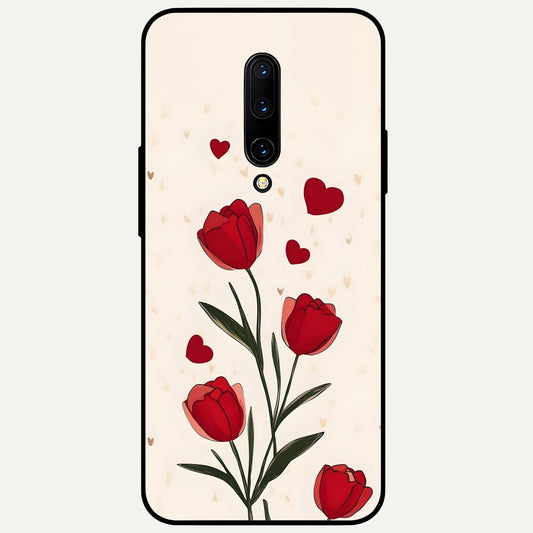 Tulip With Heart Glass Case For OnePlus 7 Pro back cover – full design glossy printed glass finish