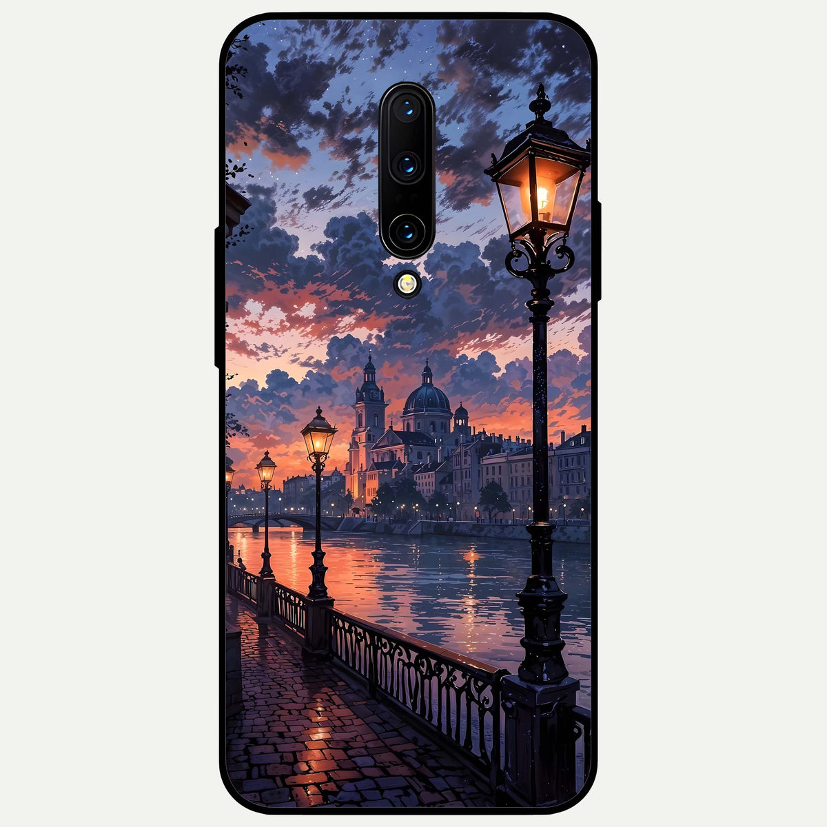  Twilight River Lights Glass Case For OnePlus 7 Pro back cover – full design glossy printed glass finish