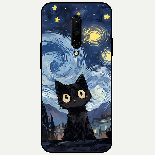  Van Gogh Cat Glass Case For OnePlus 7 Pro back cover – full design glossy printed glass finish
