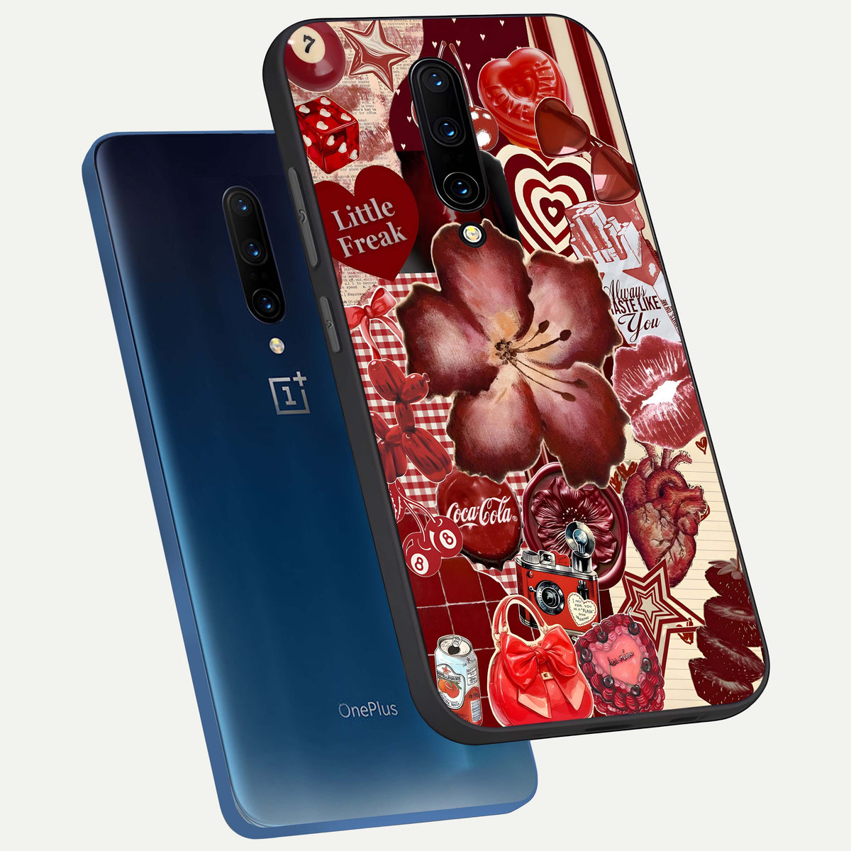  Aesthetic Little Freak phone case For OnePlus 7 Pro showing premium glass back cover with detailed artwork