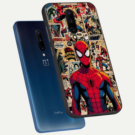  Aesthetic Spider phone case For OnePlus 7 Pro showing premium glass back cover with detailed artwork