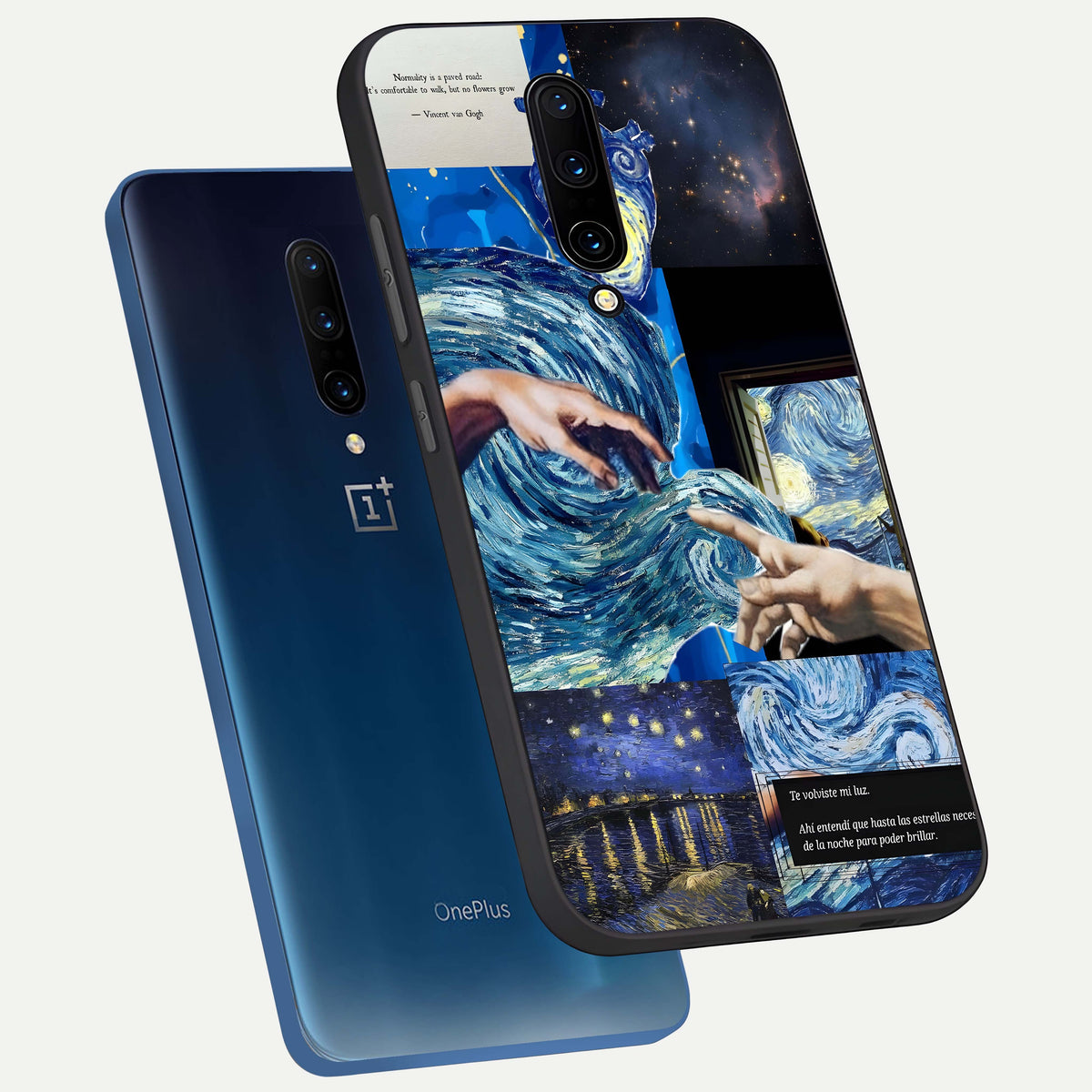 Aesthetic Vando Hands phone case For OnePlus 7 Pro showing premium glass back cover with detailed artwork