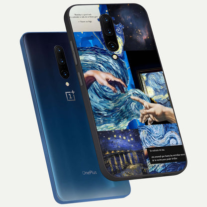  Aesthetic Vando Hands phone case For OnePlus 7 Pro showing premium glass back cover with detailed artwork