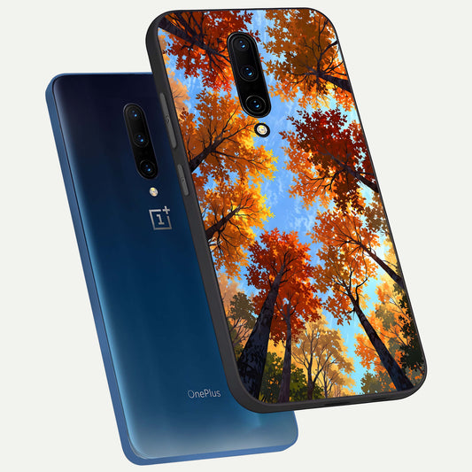  Autumn Sky Rise phone case For OnePlus 7 Pro showing premium glass back cover with detailed artwork