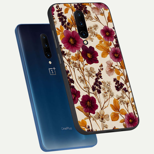  Autumn Wine Bloom phone case For OnePlus 7 Pro showing premium glass back cover with detailed artwork