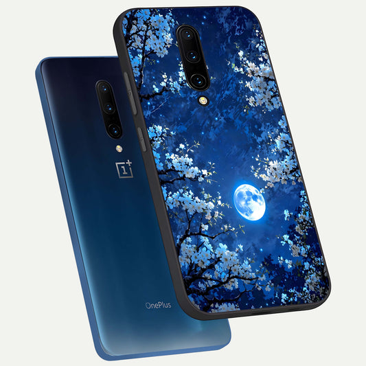  Blossom Moonlight Sky phone case For OnePlus 7 Pro showing premium glass back cover with detailed artwork
