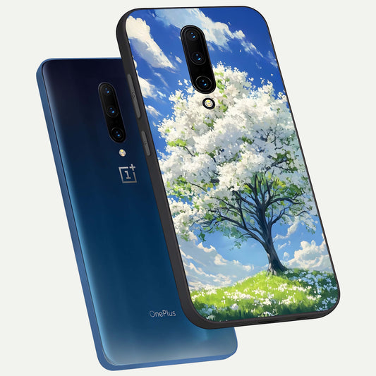  Blossom Sky Serenity phone case For OnePlus 7 Pro showing premium glass back cover with detailed artwork