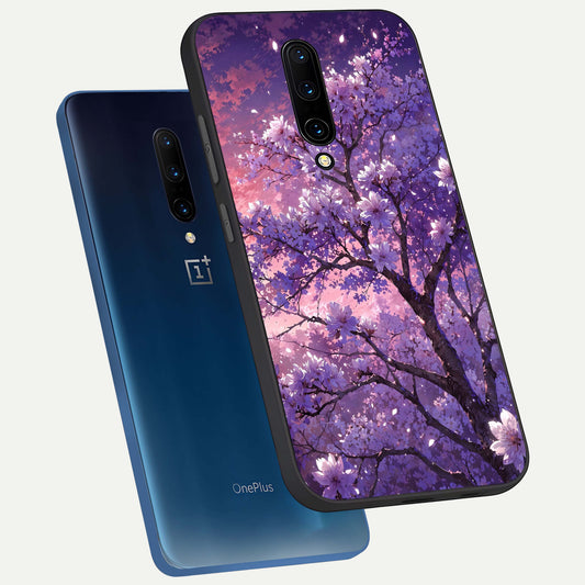  Blossom Tree phone case For OnePlus 7 Pro showing premium glass back cover with detailed artwork