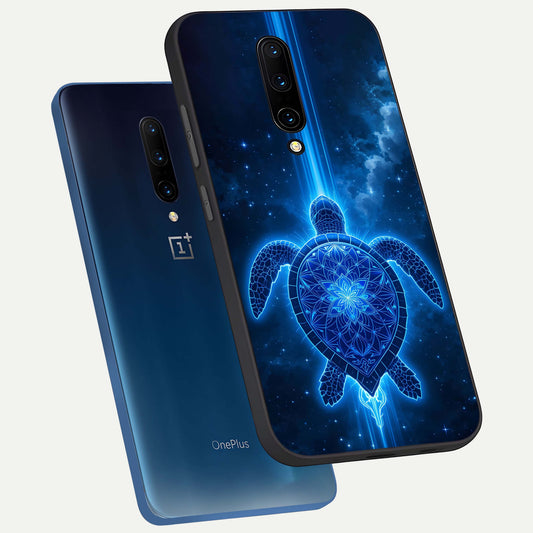  Blue Galaxy Turtle phone case For OnePlus 7 Pro showing premium glass back cover with detailed artwork