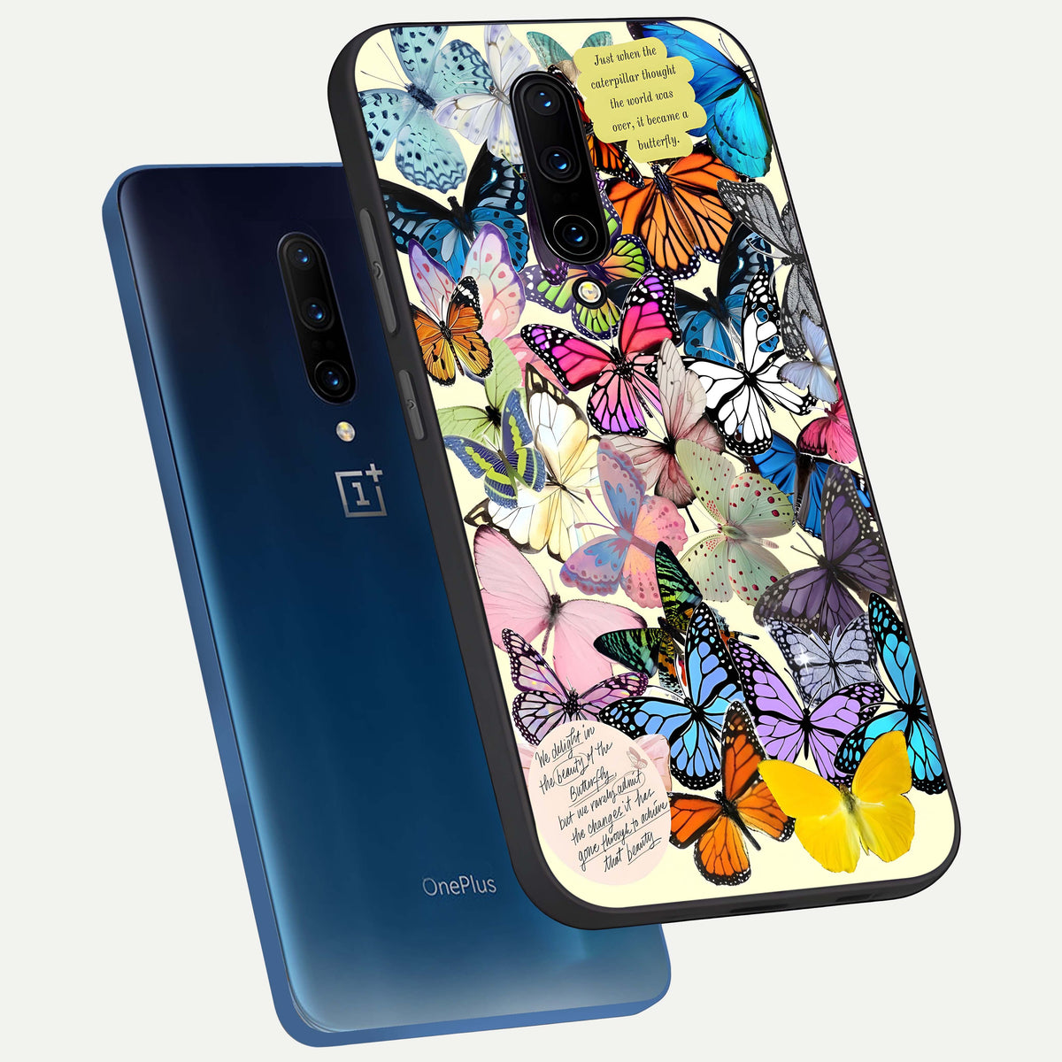  Butterflies Petal Dream phone case For OnePlus 7 Pro showing premium glass back cover with detailed artwork