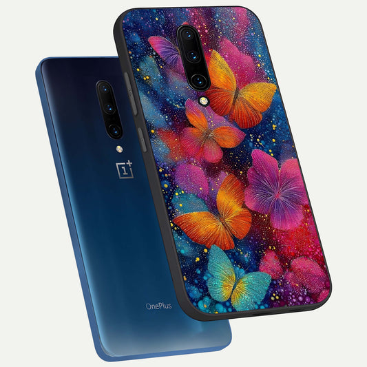  Butterfly Dream Mist phone case For OnePlus 7 Pro showing premium glass back cover with detailed artwork