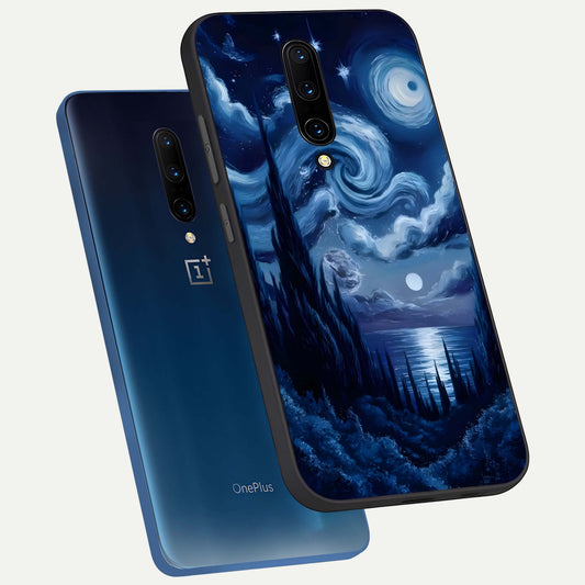  Celestial Dream Van Gogh phone case For OnePlus 7 Pro showing premium glass back cover with detailed artwork