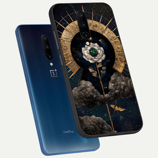 Celestial Lotus Morang phone case For OnePlus 7 Pro showing premium glass back cover with detailed artwork