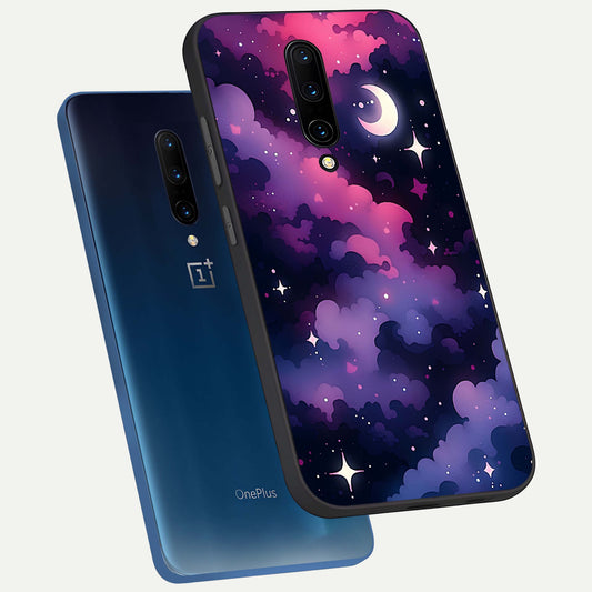  Celestial Moon Magic phone case For OnePlus 7 Pro showing premium glass back cover with detailed artwork