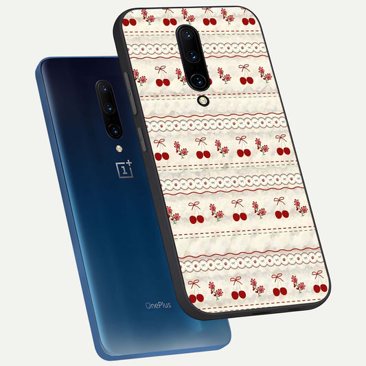  Cherry Bloom Charm phone case For OnePlus 7 Pro showing premium glass back cover with detailed artwork