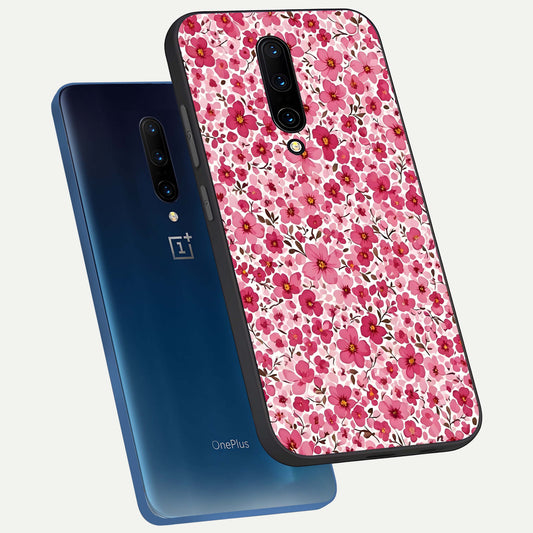  Cherry Blossom Charm phone case For OnePlus 7 Pro showing premium glass back cover with detailed artwork