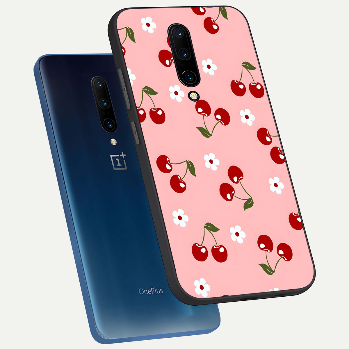  Cherry Love Mood phone case For OnePlus 7 Pro showing premium glass back cover with detailed artwork