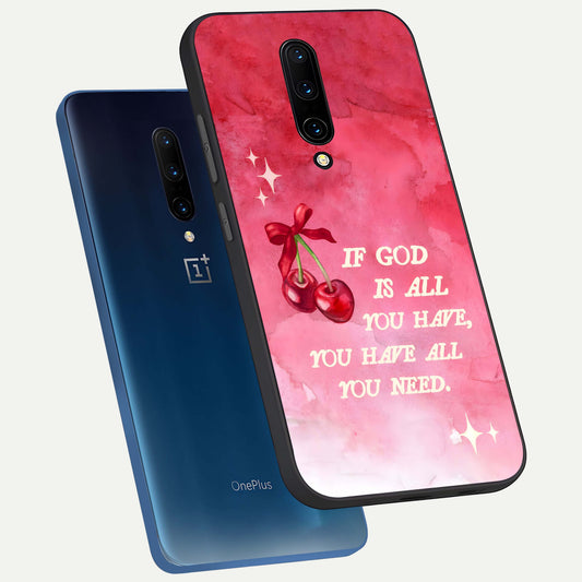  Cherry Quote phone case For OnePlus 7 Pro showing premium glass back cover with detailed artwork