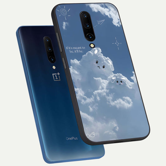  Cloud Bunny Dreams phone case For OnePlus 7 Pro showing premium glass back cover with detailed artwork