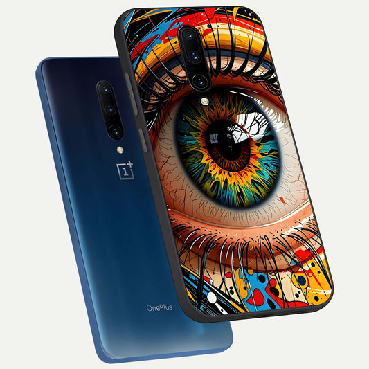  Colorful Eye phone case For OnePlus 7 Pro showing premium glass back cover with detailed artwork