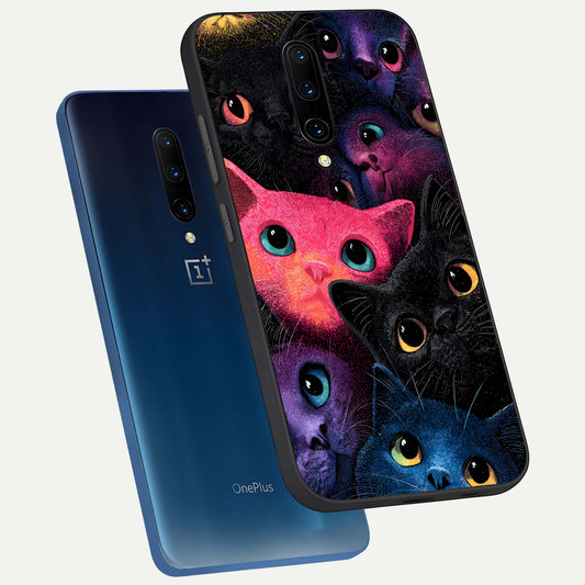  Cosmic Cats Dreams phone case For OnePlus 7 Pro showing premium glass back cover with detailed artwork