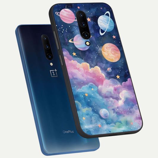  Cosmic Planet Dreams phone case For OnePlus 7 Pro showing premium glass back cover with detailed artwork