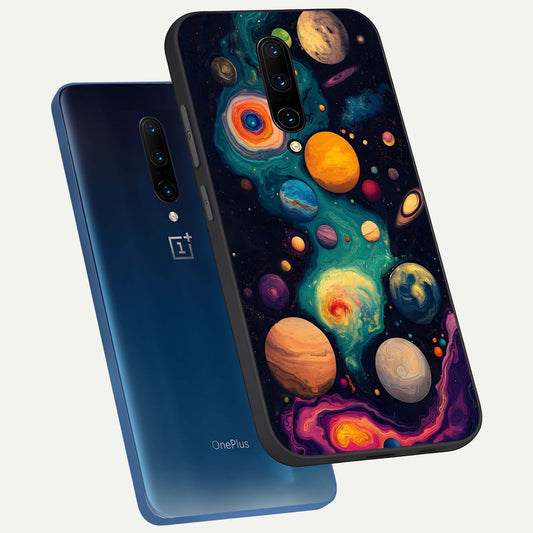  Cosmic Planet Journey phone case For OnePlus 7 Pro showing premium glass back cover with detailed artwork
