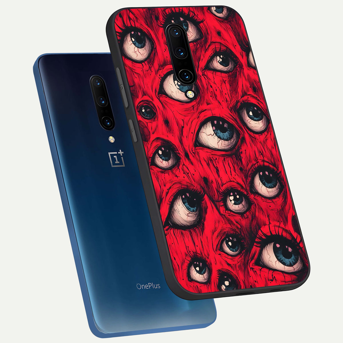  Crimson Watch Eyes phone case For OnePlus 7 Pro showing premium glass back cover with detailed artwork