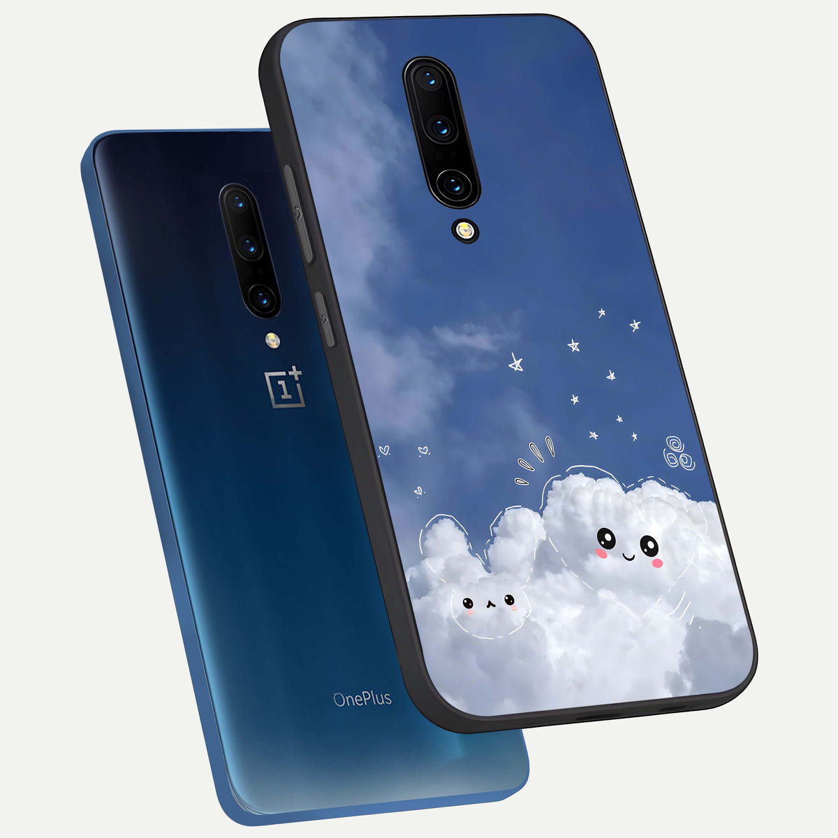  Cute Blossom Cloud phone case For OnePlus 7 Pro showing premium glass back cover with detailed artwork