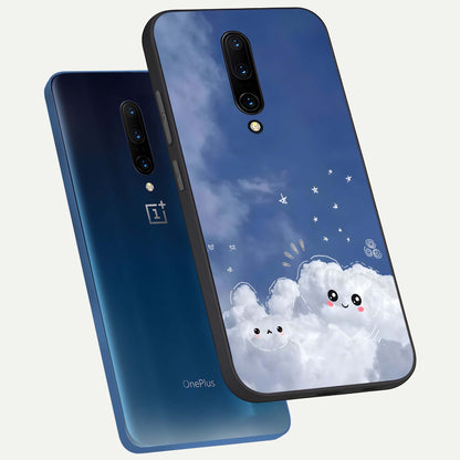  Cute Blossom Cloud phone case For OnePlus 7 Pro showing premium glass back cover with detailed artwork