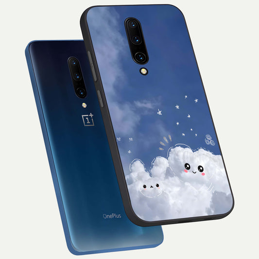  Cute Blossom Cloud phone case For OnePlus 7 Pro showing premium glass back cover with detailed artwork