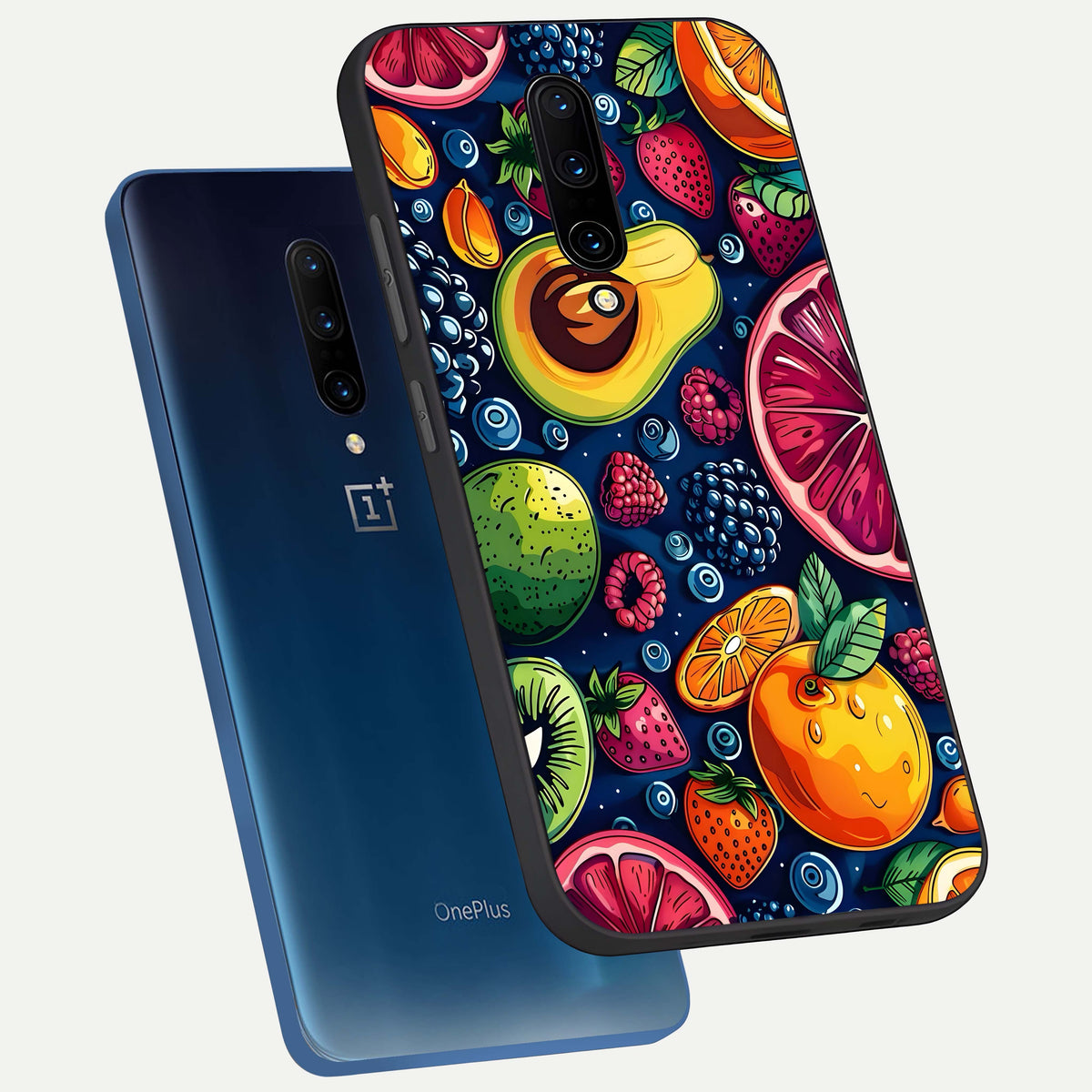  Cute Fruits Art phone case For OnePlus 7 Pro showing premium glass back cover with detailed artwork