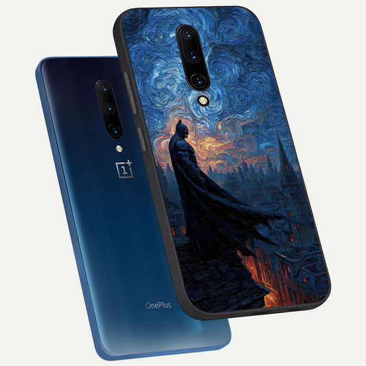  Dark Knight Dusk phone case For OnePlus 7 Pro showing premium glass back cover with detailed artwork