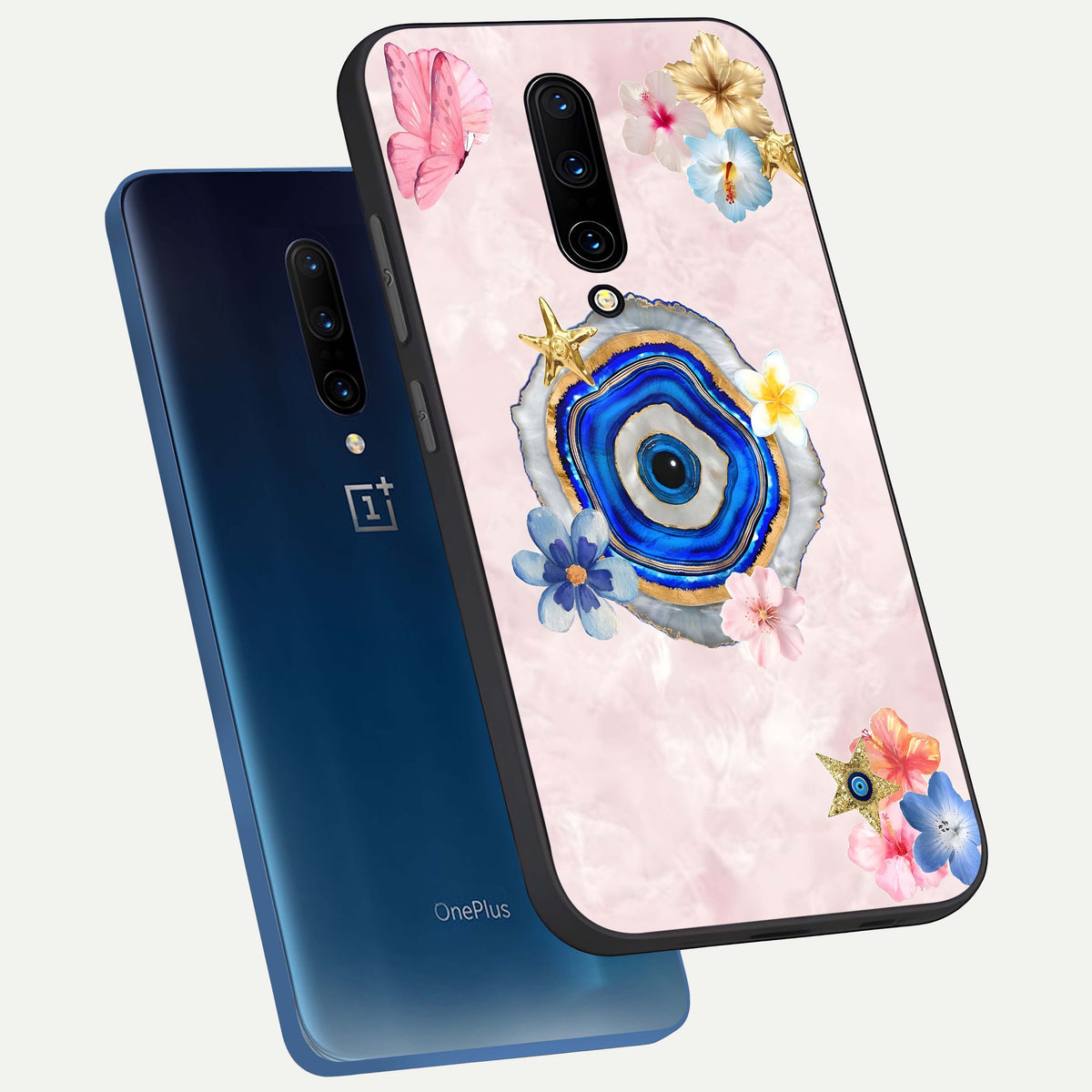  Divine Aura Bloom phone case For OnePlus 7 Pro showing premium glass back cover with detailed artwork