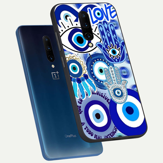  Evil Eyes Dream phone case For OnePlus 7 Pro showing premium glass back cover with detailed artwork