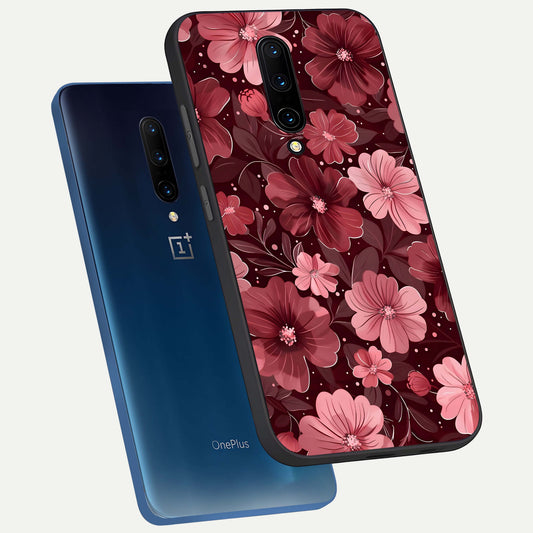  Flower Blush Bloom phone case For OnePlus 7 Pro showing premium glass back cover with detailed artwork