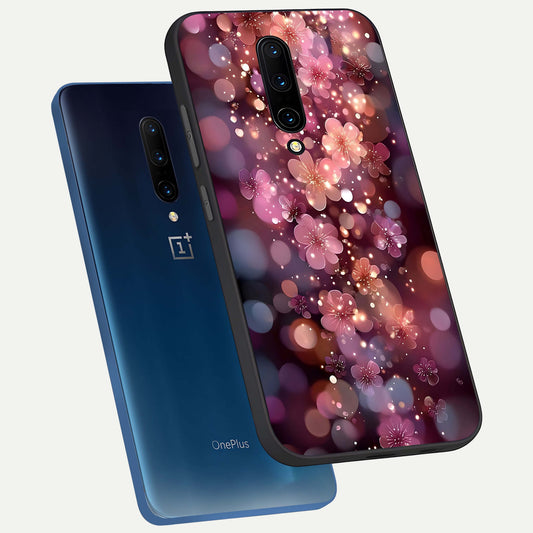  Glowing Petal Bliss phone case For OnePlus 7 Pro showing premium glass back cover with detailed artwork