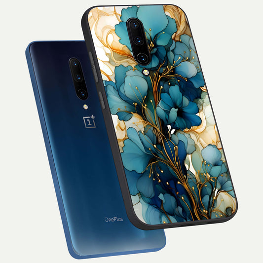  Golden Bloom Symphony phone case For OnePlus 7 Pro showing premium glass back cover with detailed artwork