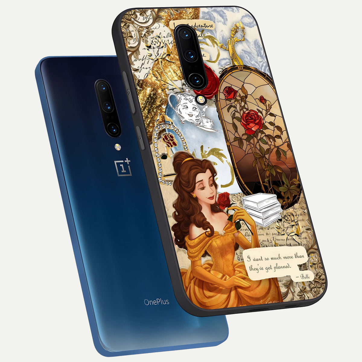  Golden Dream Belle phone case For OnePlus 7 Pro showing premium glass back cover with detailed artwork