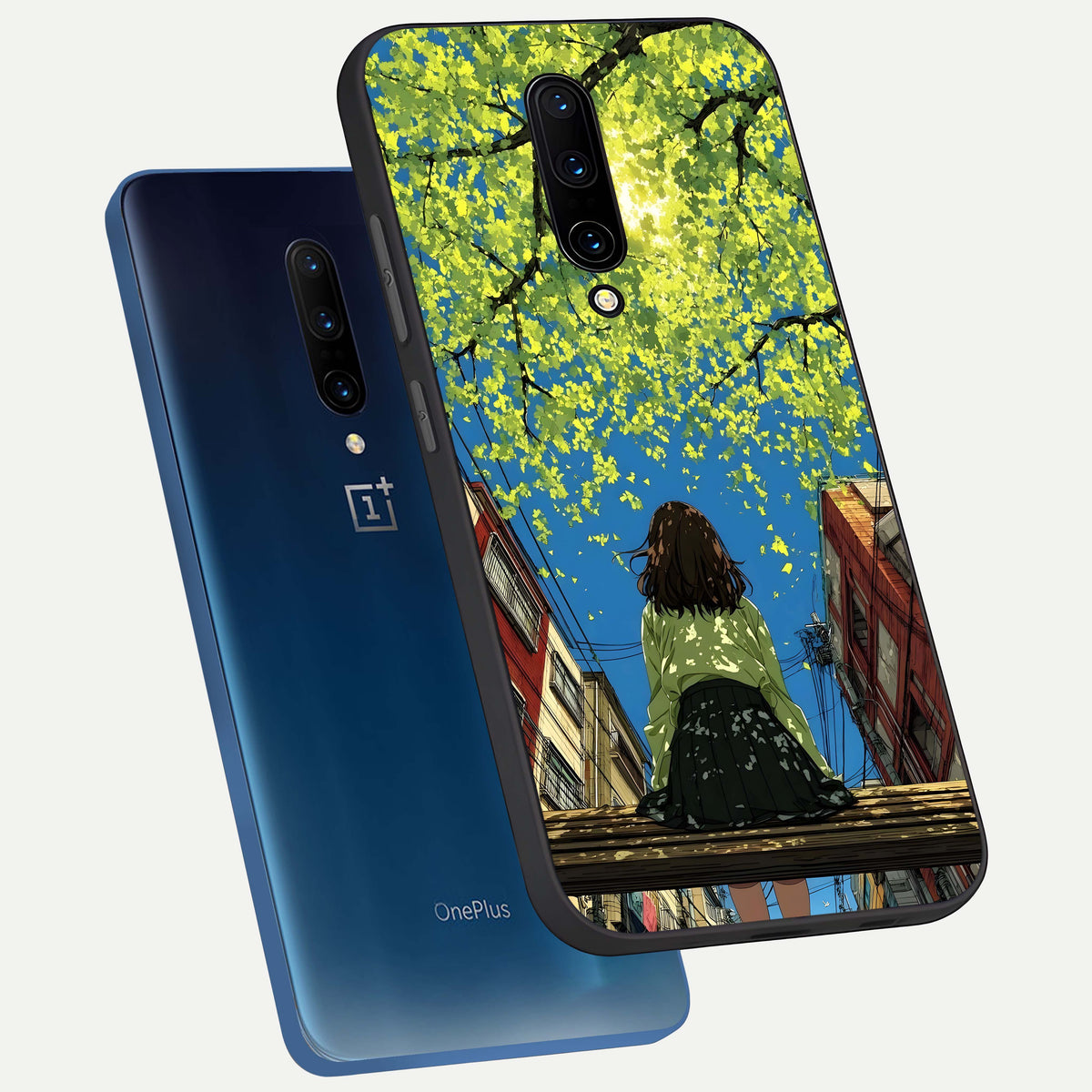  Golden Leaves Glow phone case For OnePlus 7 Pro showing premium glass back cover with detailed artwork