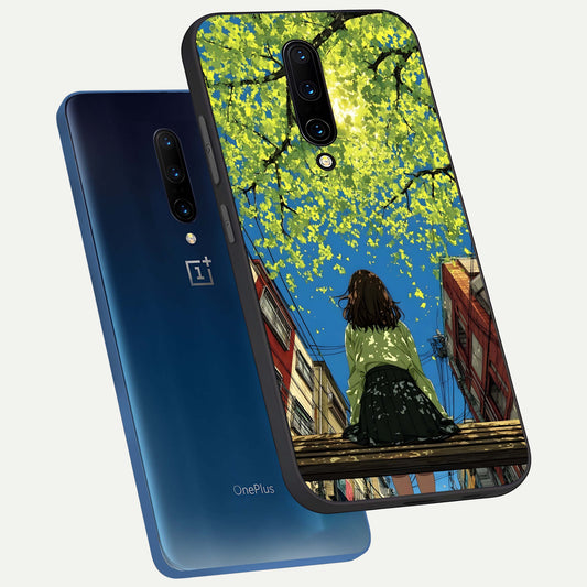  Golden Leaves Glow phone case For OnePlus 7 Pro showing premium glass back cover with detailed artwork