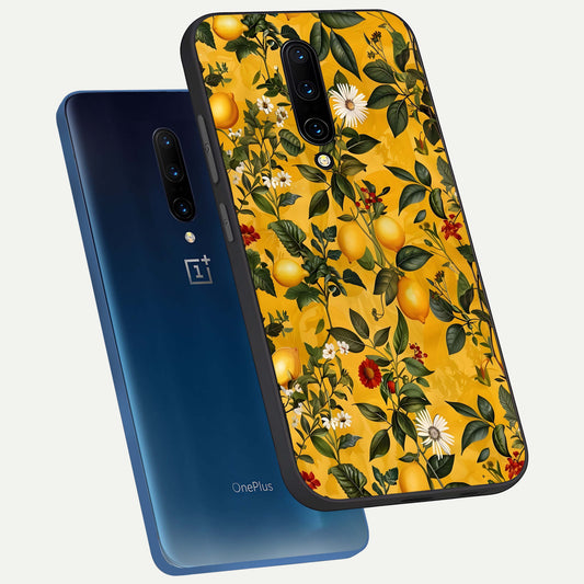  Golden Lemon Field phone case For OnePlus 7 Pro showing premium glass back cover with detailed artwork