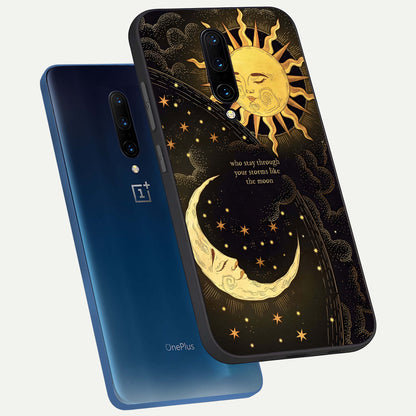  Golden Lunar Love phone case For OnePlus 7 Pro showing premium glass back cover with detailed artwork