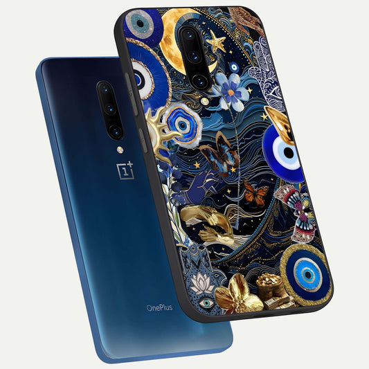  Golden Moon Magic phone case For OnePlus 7 Pro showing premium glass back cover with detailed artwork