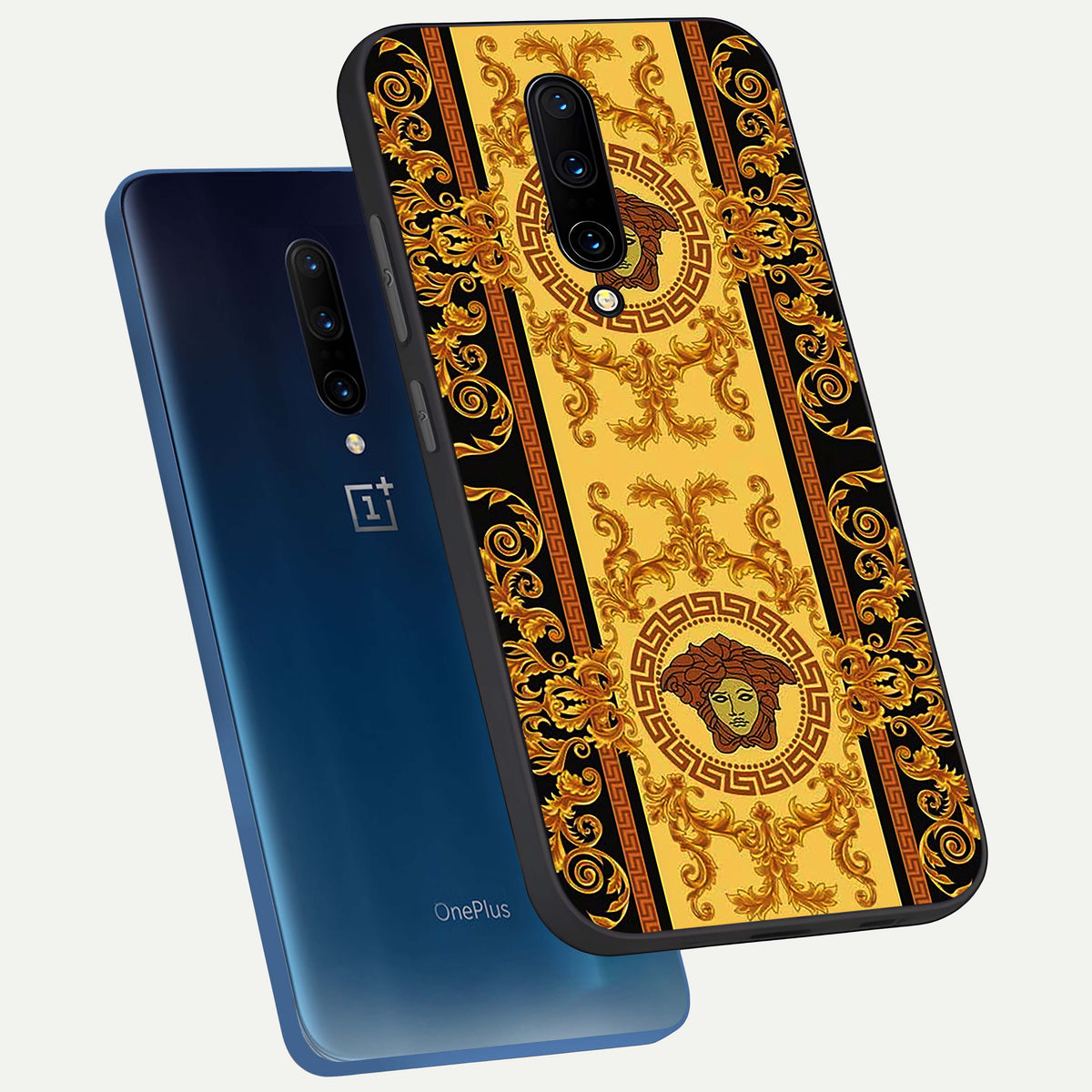  Golden Royal Heritage phone case For OnePlus 7 Pro showing premium glass back cover with detailed artwork