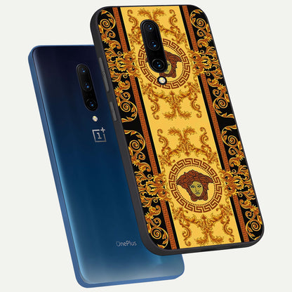  Golden Royal Heritage phone case For OnePlus 7 Pro showing premium glass back cover with detailed artwork