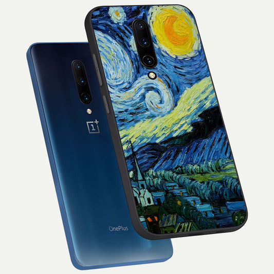  Inspired Van Gogh Art phone case For OnePlus 7 Pro showing premium glass back cover with detailed artwork