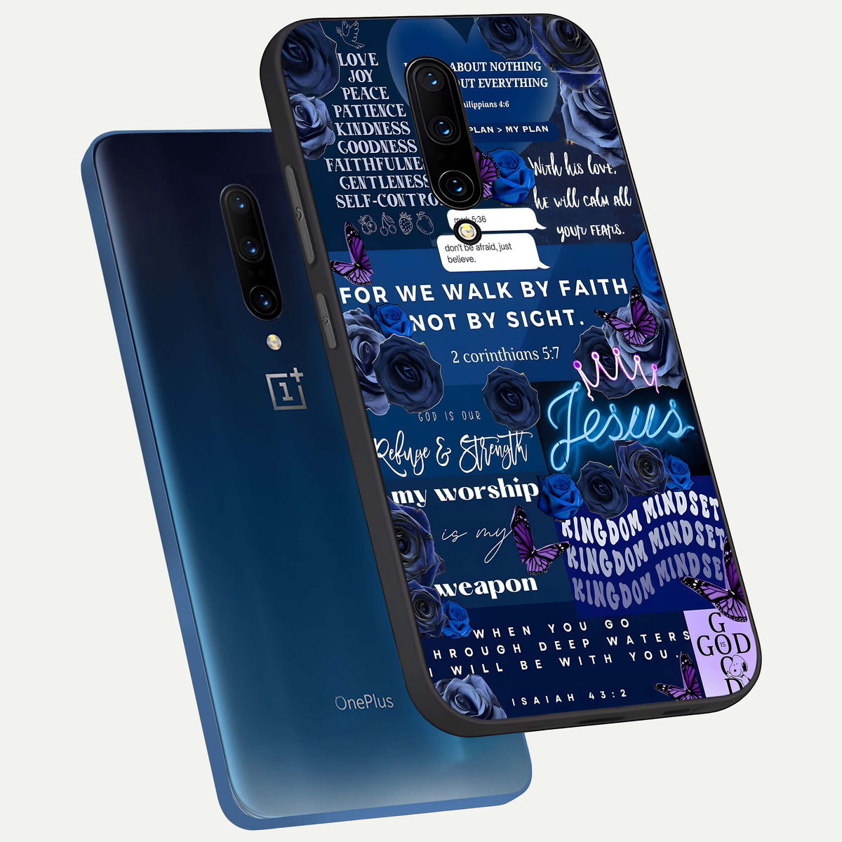  Kingdom Faith Glow phone case For OnePlus 7 Pro showing premium glass back cover with detailed artwork