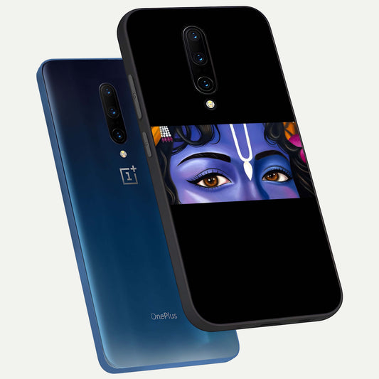  Krishna Eye phone case For OnePlus 7 Pro showing premium glass back cover with detailed artwork